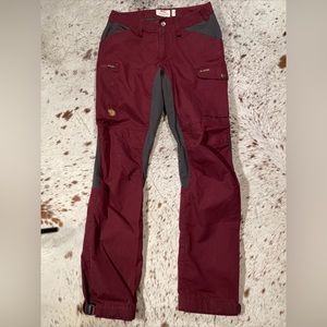 Fjallraven Women's Burgundy and Gray Track Pants